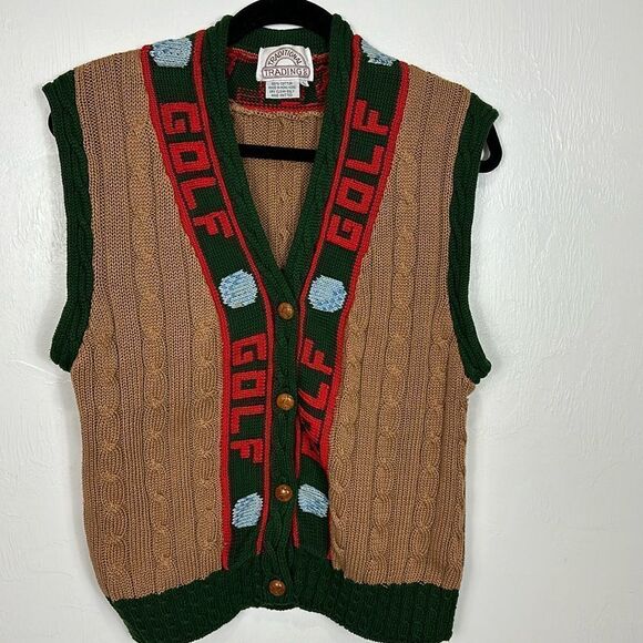 Traditional Trading Company Vintage Cotton Golf Sweater Vest Size L - Picture 1 of 5